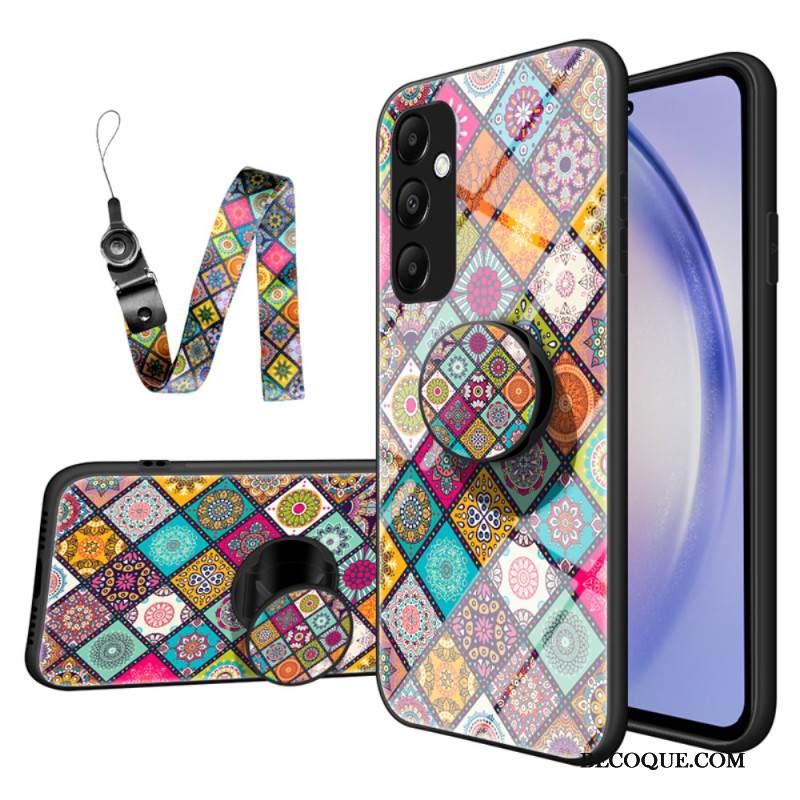 Case Samsung Galaxy A55 5g Puhelinkuoret Tuki- Ja Patchwork-hihnalla