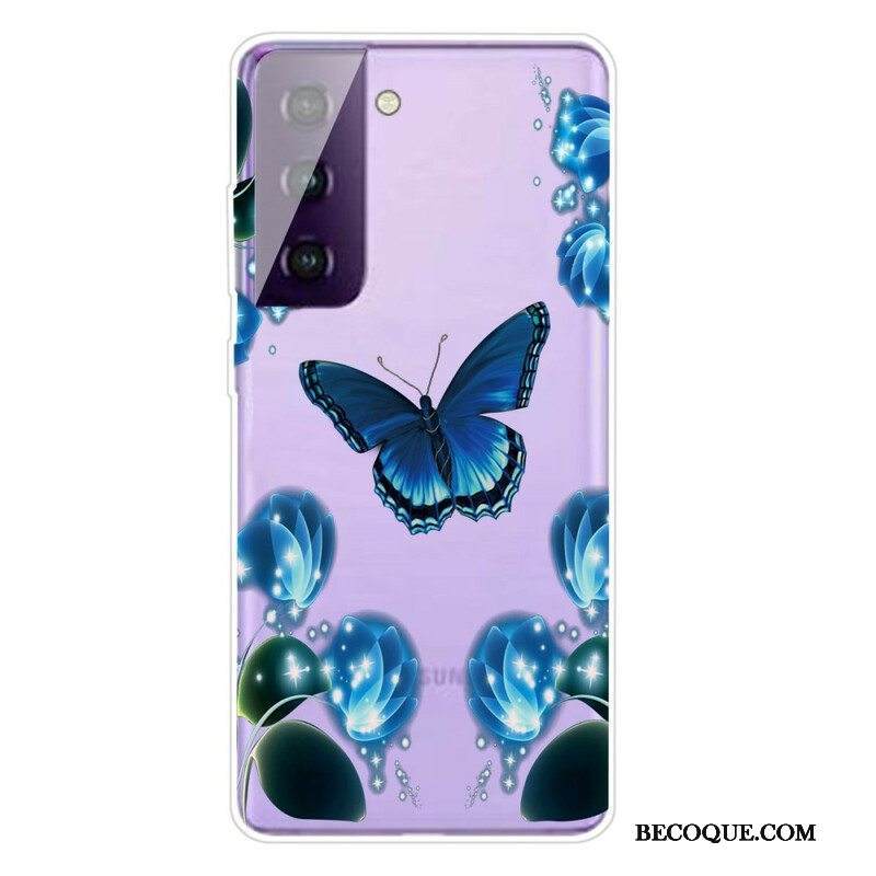 Case Samsung Galaxy S21 FE Erilaisia Perhosia