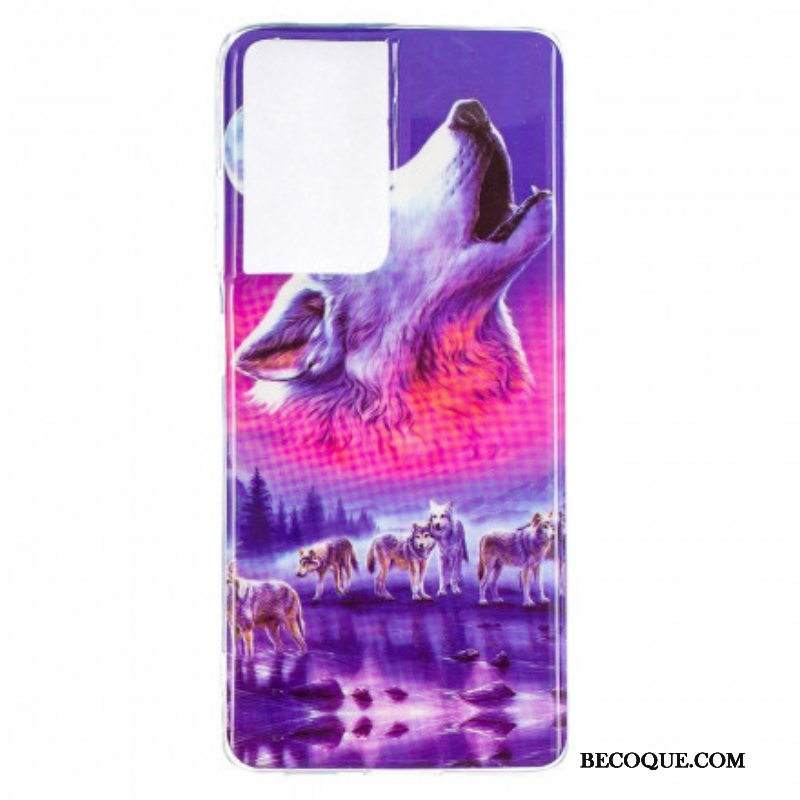 Case Samsung Galaxy S21 Ultra 5G Fluoresoiva Wolf-sarja