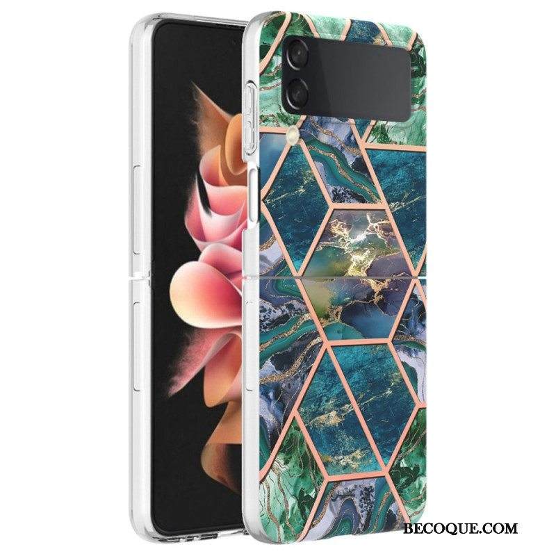 Case Samsung Galaxy Z Flip 4 Kotelot Flip Geometrinen Marmori