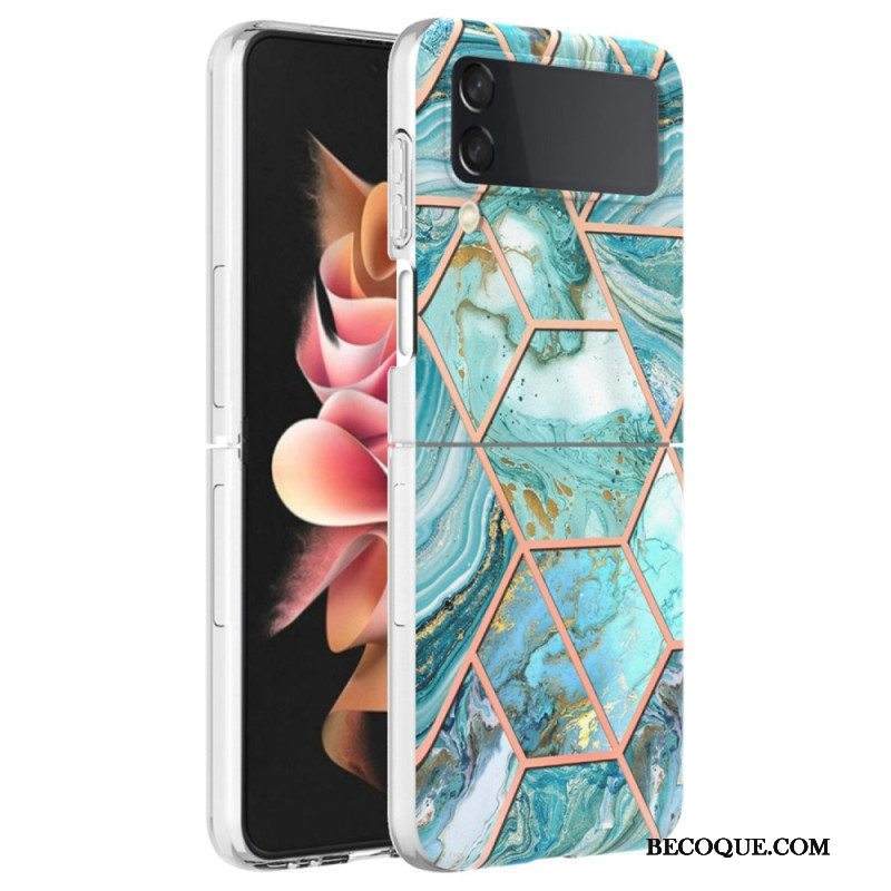 Case Samsung Galaxy Z Flip 4 Kotelot Flip Geometrinen Marmori