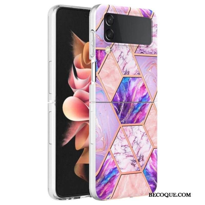 Case Samsung Galaxy Z Flip 4 Kotelot Flip Geometrinen Marmori