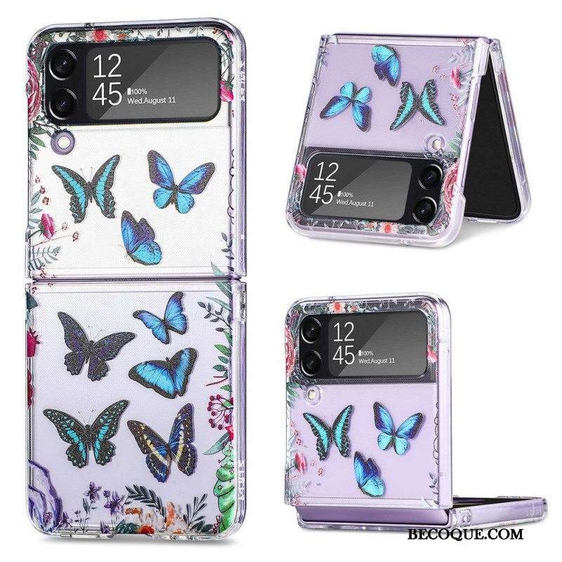 Case Samsung Galaxy Z Flip 4 Kotelot Flip Useita Perhosia