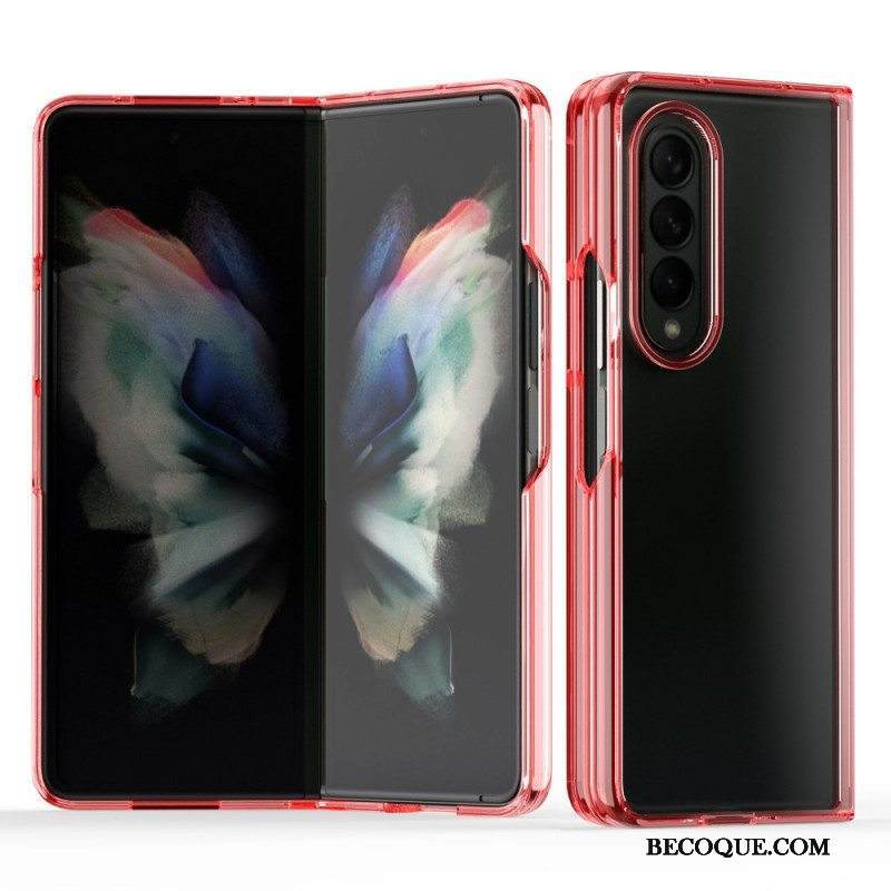 Case Samsung Galaxy Z Fold 3 5G Läpinäkyvät Värilliset Reunat