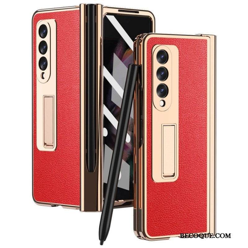 Case Samsung Galaxy Z Fold 3 5G Monitoiminen Litsi-nahka