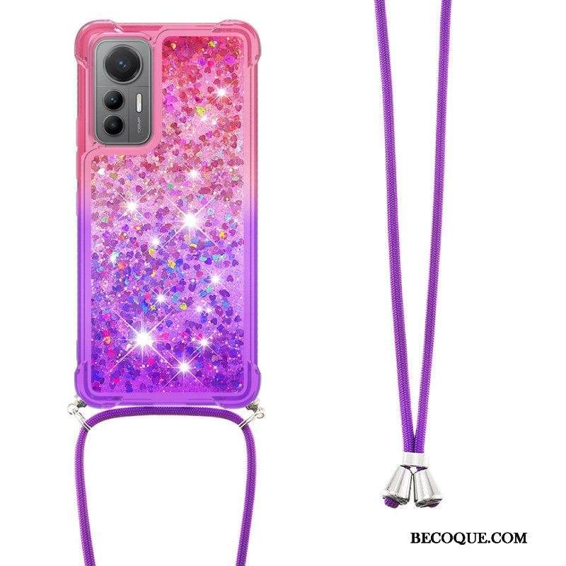 Case Xiaomi 12 Lite Kiristysnyörillä Glitter Silikoni Johto