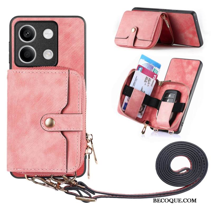 Case Xiaomi Redmi Note 13 5g Puhelinkuoret Retro Vetoketjullisella Taskulla Ja Hihnalla