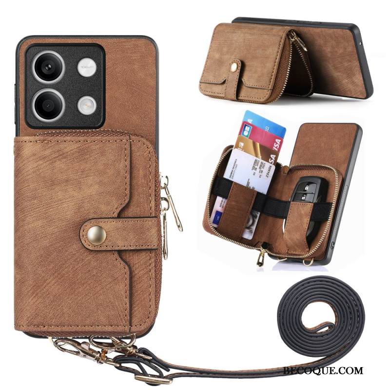 Case Xiaomi Redmi Note 13 5g Puhelinkuoret Retro Vetoketjullisella Taskulla Ja Hihnalla