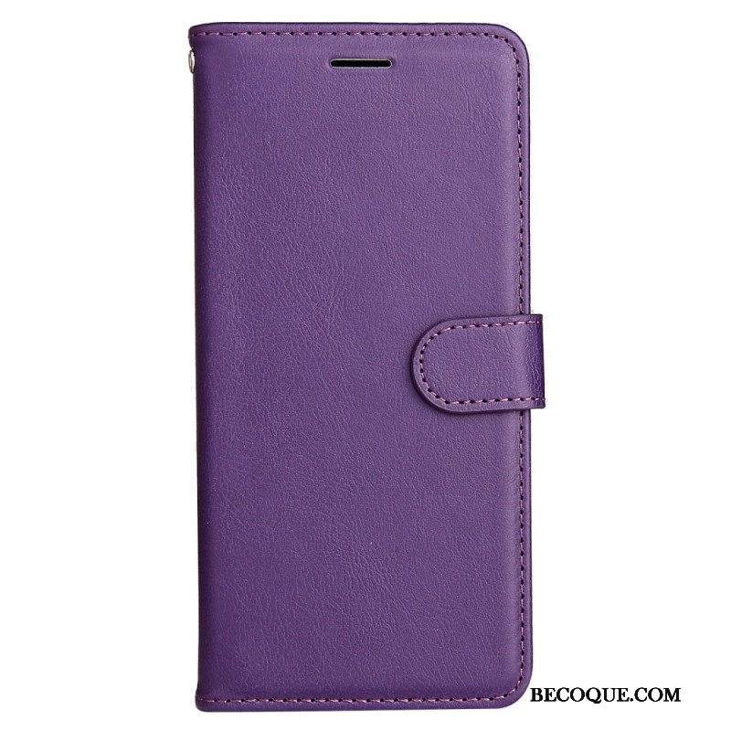 Flip Case Samsung Galaxy A53 5G Suojaketju Kuori Strappy Plain Leather Style