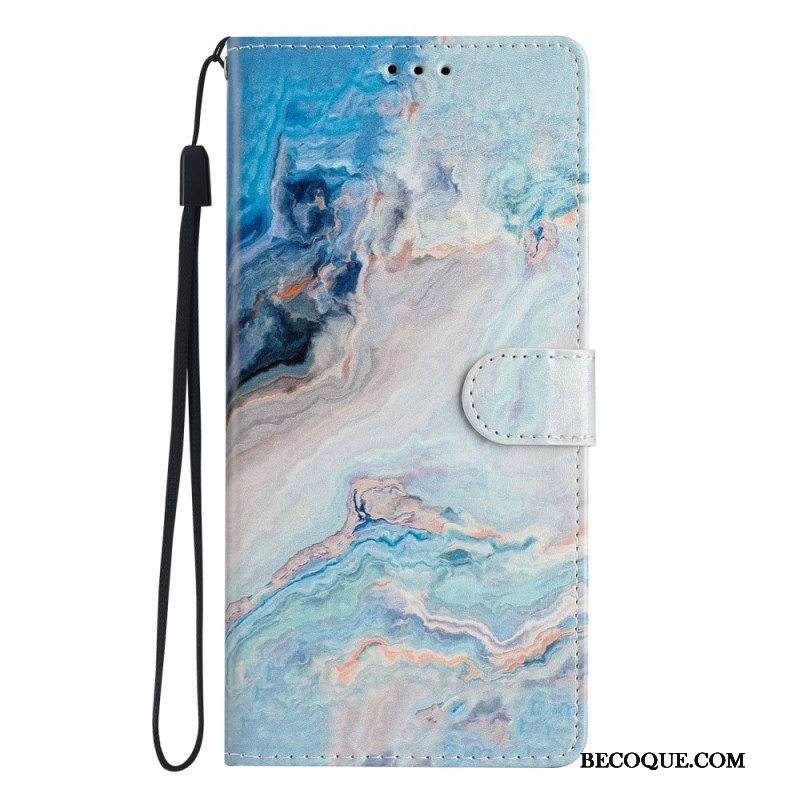 Flip Case Samsung Galaxy A53 5G Suojaketju Kuori Strip Marble