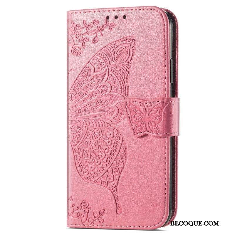 Flip Case Samsung Galaxy A54 5G Barokki Perhonen