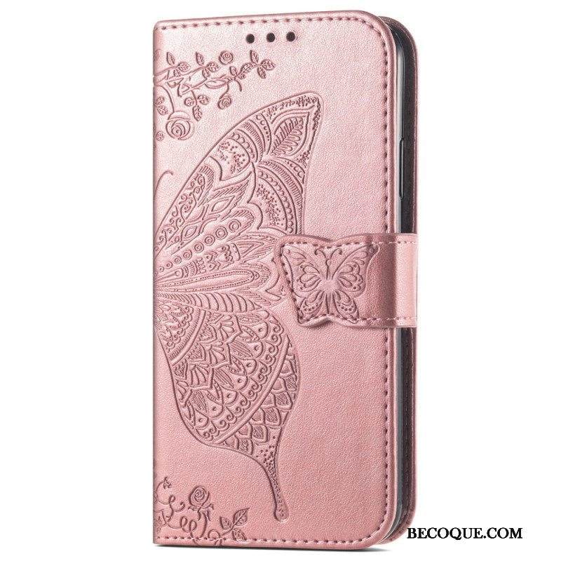 Flip Case Samsung Galaxy A54 5G Barokki Perhonen