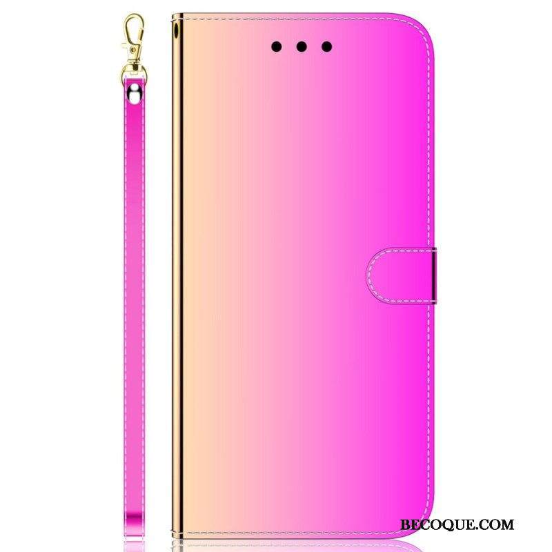 Flip Case Samsung Galaxy M13 Peili Ja Kaulanauha