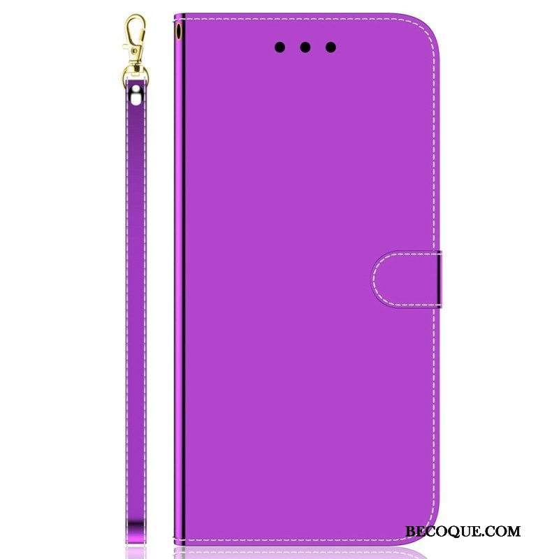 Flip Case Samsung Galaxy M13 Peili Ja Kaulanauha