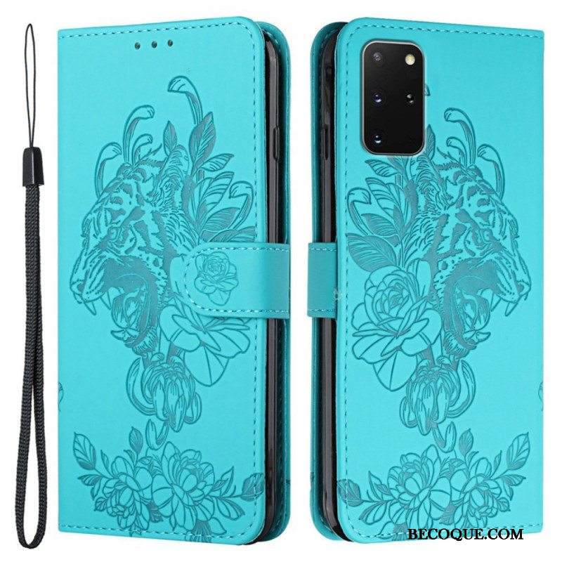 Flip Case Samsung Galaxy S20 Plus / S20 Plus 5G Suojaketju Kuori Barokki Ranneke Tiger