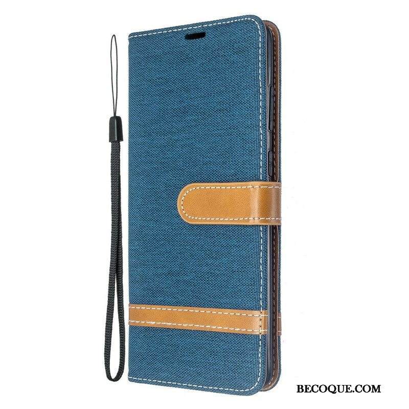 Flip Case Samsung Galaxy S20 Plus / S20 Plus 5G Suojaketju Kuori Kangas- Ja Nahkaefektihihna