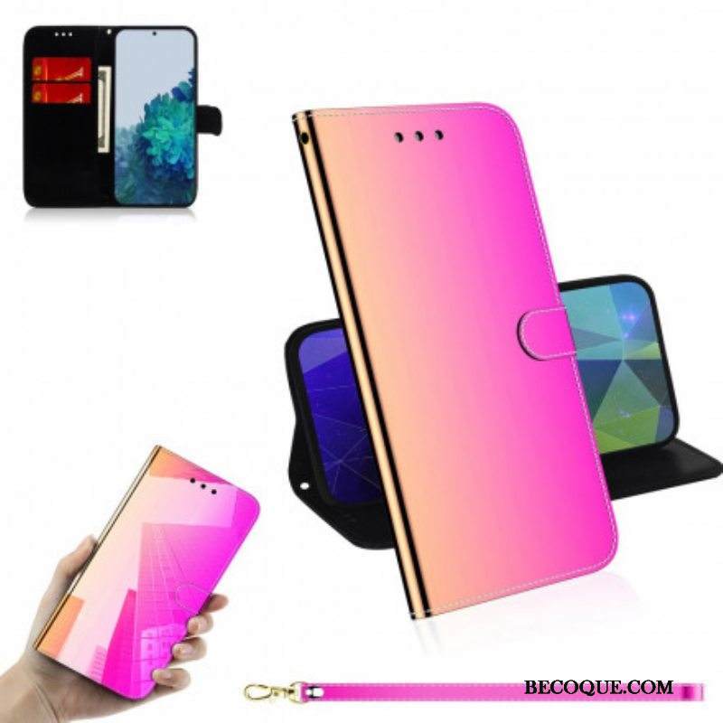 Flip Case Samsung Galaxy S21 Plus 5G Keinonahkainen Peilin Kansi