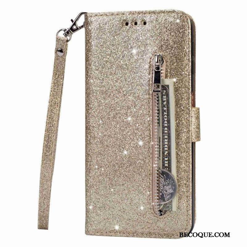 Flip Case Samsung Galaxy S23 5G Glitter Kolikkopussi