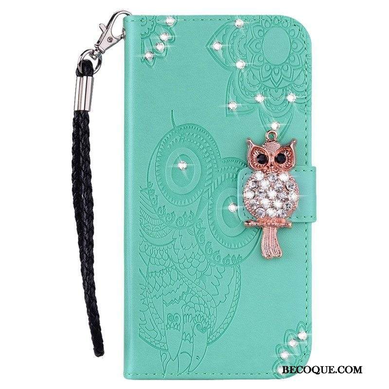 Flip Case Samsung Galaxy S23 Ultra 5G Pöllö Mandala Ja Charm