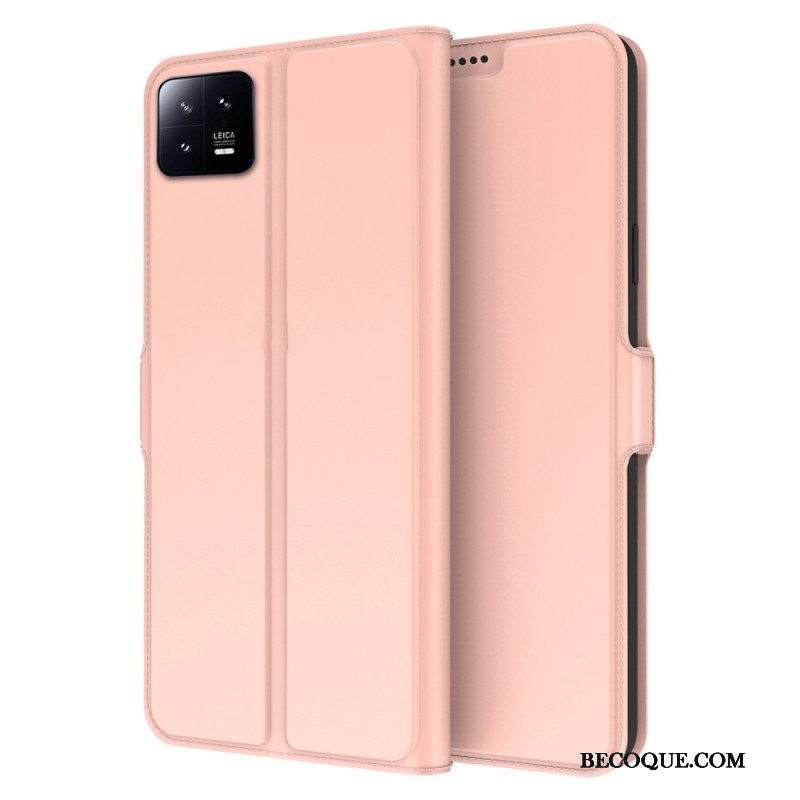 Flip Case Xiaomi 13 Ohut Nahkaefekti