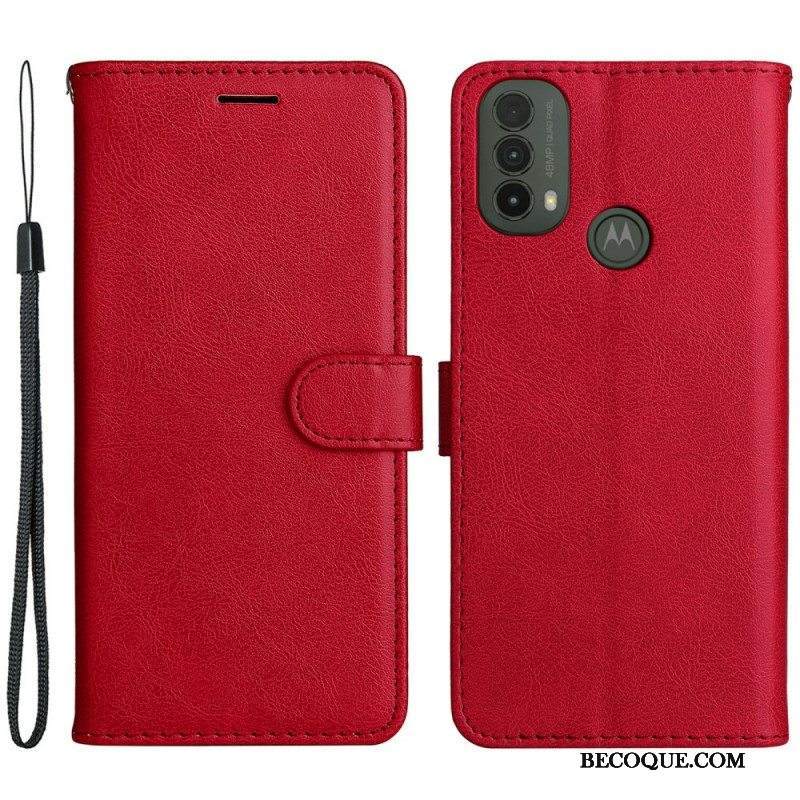 Kotelot Moto E40 / E30 / E20 Suojaketju Kuori Strappy Leather Effect