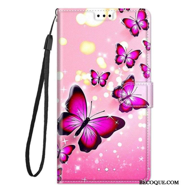 Kotelot Samsung Galaxy M23 5G Suojaketju Kuori Strap Butterflies Fan