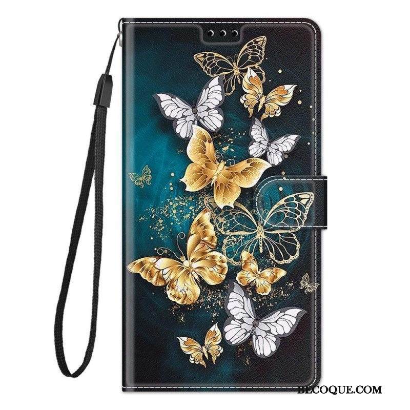 Kotelot Samsung Galaxy M23 5G Suojaketju Kuori Strap Butterflies Fan