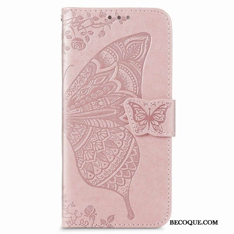 Kotelot Samsung Galaxy S22 Plus 5G Butterfly Design Kaulanauhalla