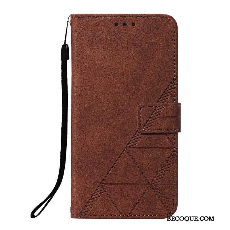 Kotelot Xiaomi Redmi Note 10 Pro Suojaketju Kuori Strappy Geometric Leather Style