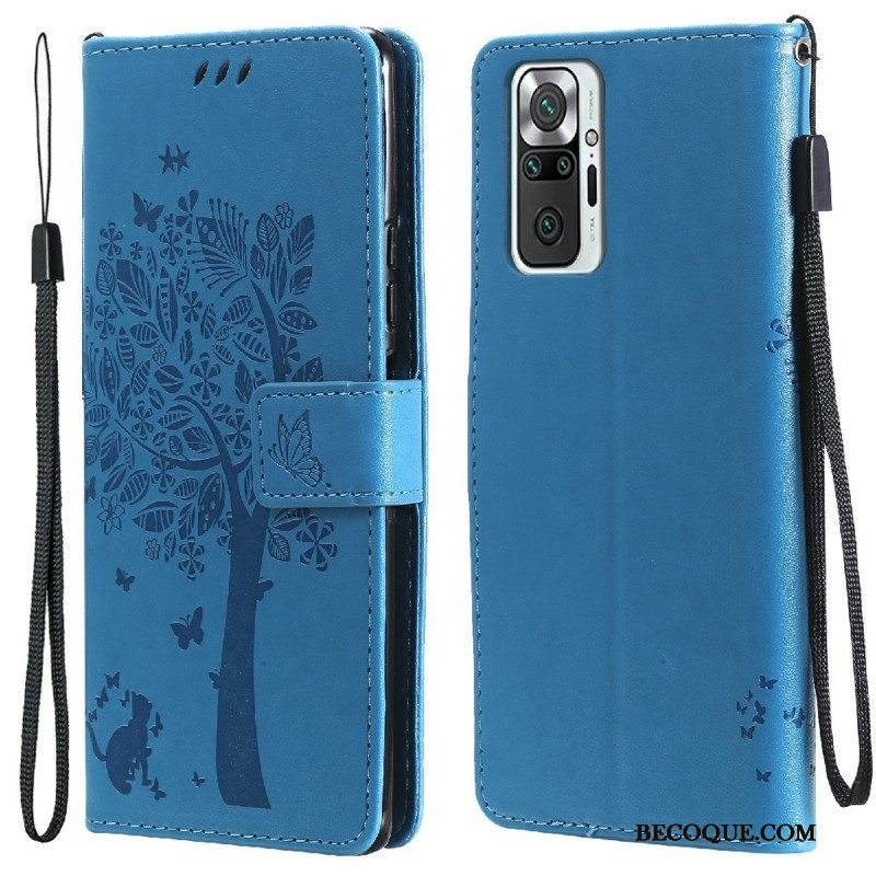 Kotelot Xiaomi Redmi Note 10 Pro Suojaketju Kuori Tree Ja Strappy Cat