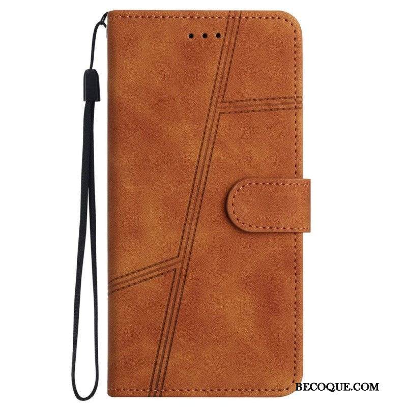 Kotelot iPhone 14 Pro Suojaketju Kuori Strappy Elegance Leather Style