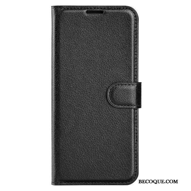 Kotelot iPhone 15 Classic Litchi Faux Leather