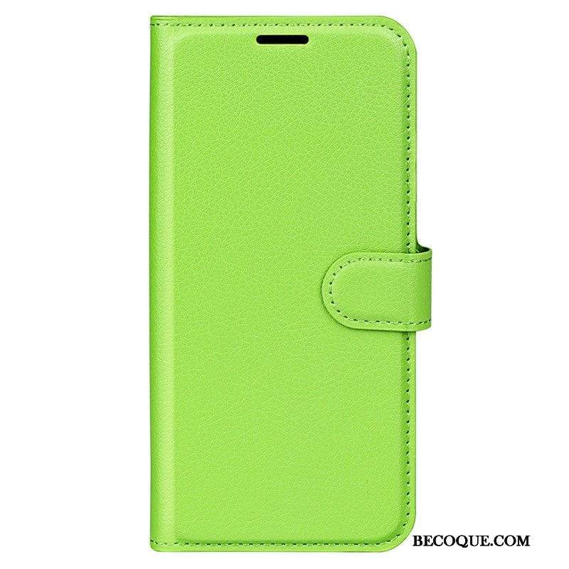 Kotelot iPhone 15 Classic Litchi Faux Leather