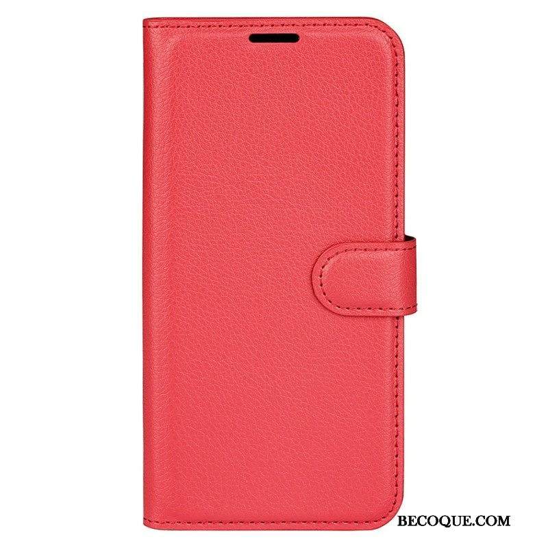 Kotelot iPhone 15 Classic Litchi Faux Leather