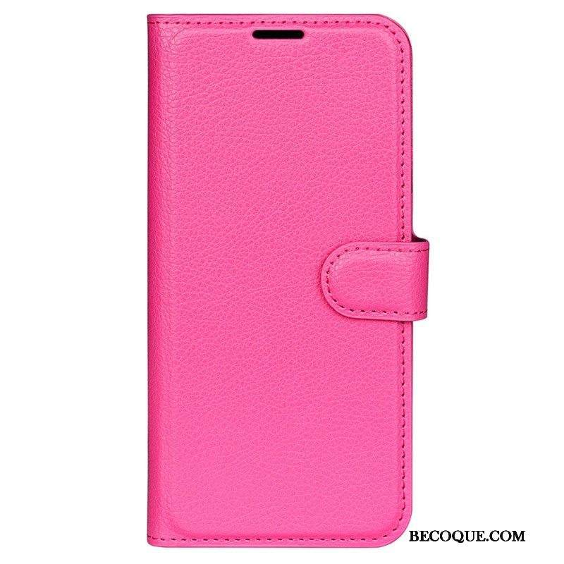 Kotelot iPhone 15 Classic Litchi Faux Leather