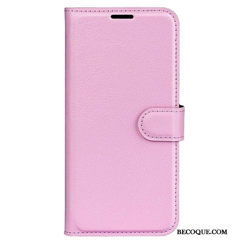 Kotelot iPhone 15 Classic Litchi Faux Leather