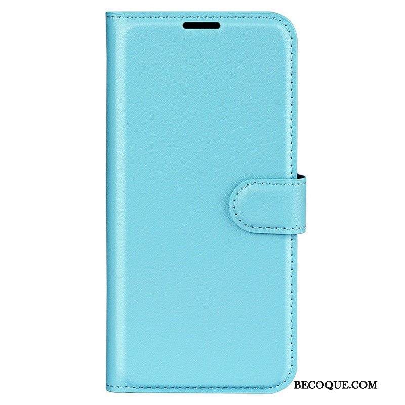 Kotelot iPhone 15 Classic Litchi Faux Leather