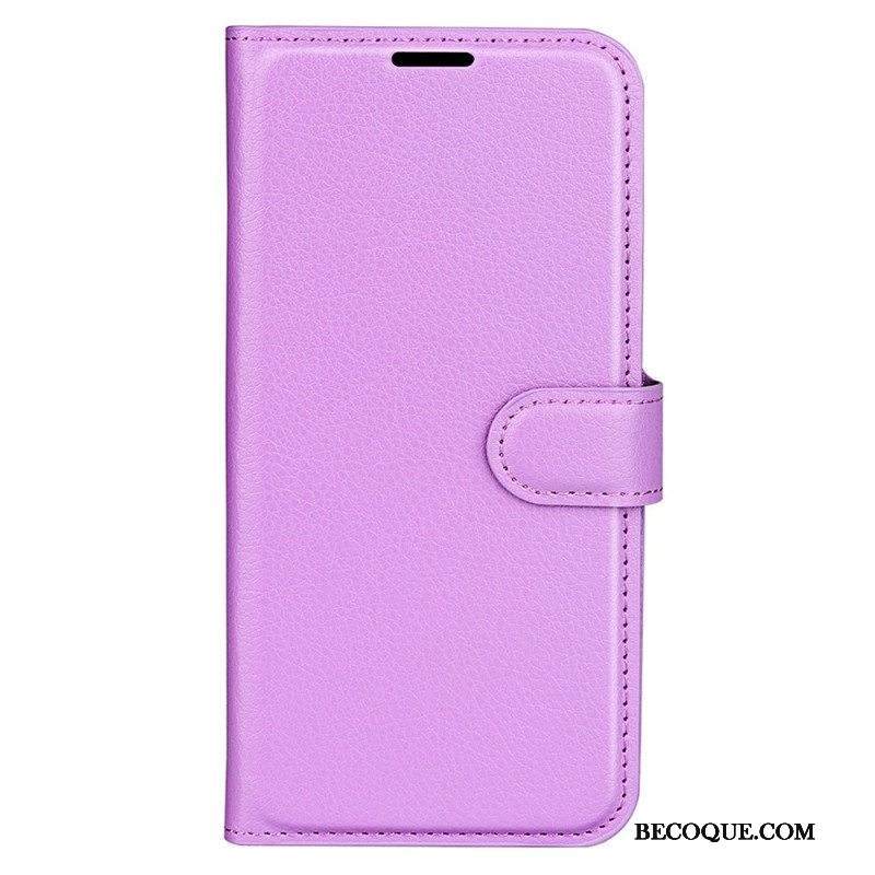 Kotelot iPhone 15 Classic Litchi Faux Leather