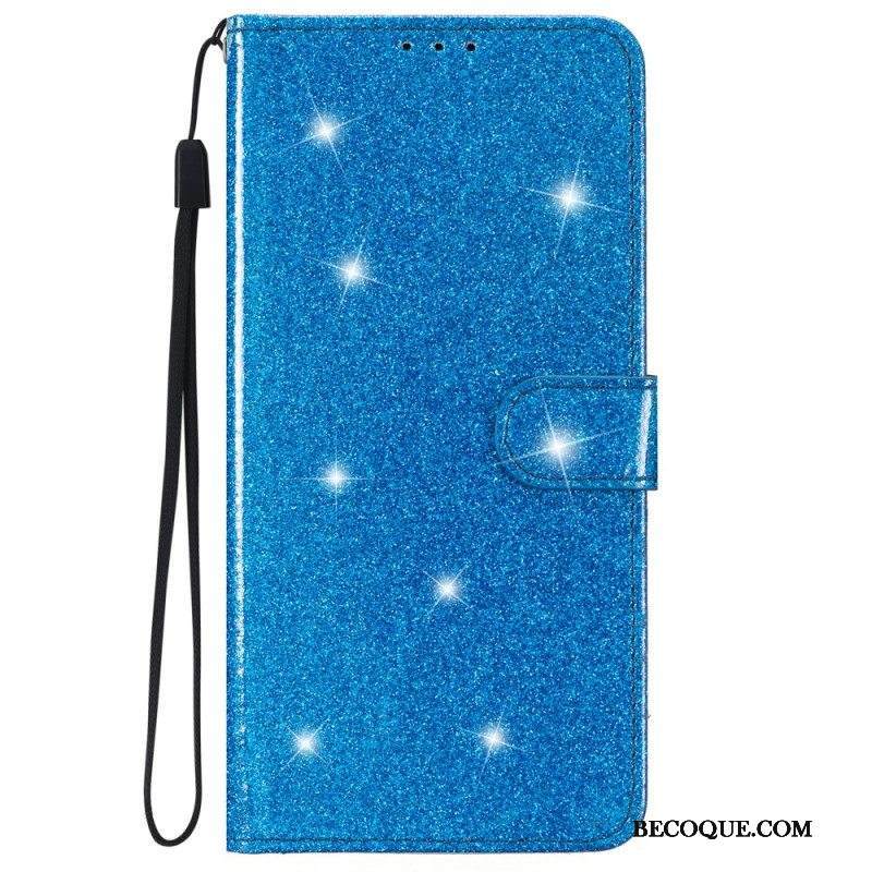 Kotelot iPhone 15 Plus Suojaketju Kuori Glitter-efekti Hihnalla