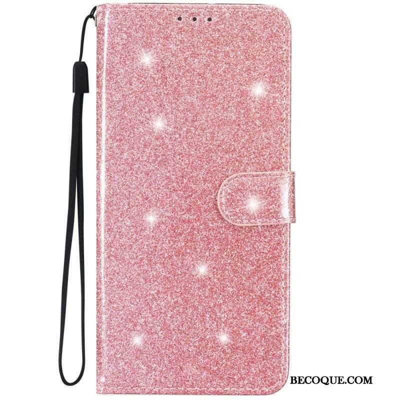 Kotelot iPhone 15 Plus Suojaketju Kuori Glitter-efekti Hihnalla