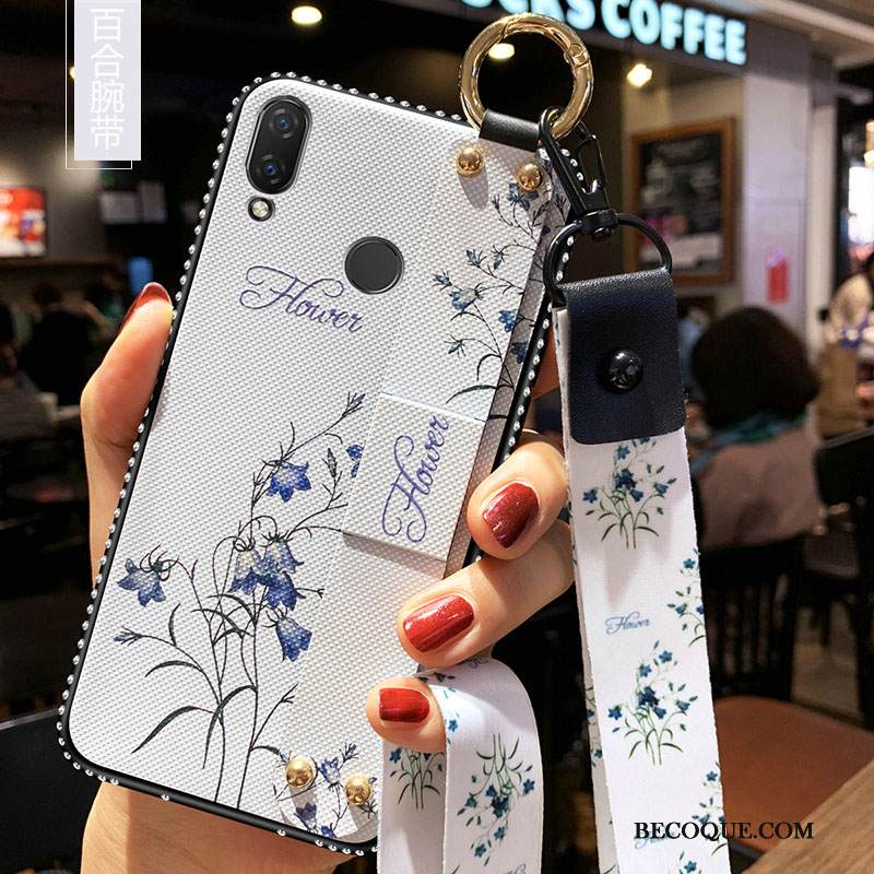 Kuori Huawei Y7 2019 Silikoni Ripustettavat Koristeet Murtumaton, Kotelo Huawei Y7 2019 Rhinestone Inlay Trendi Punainen