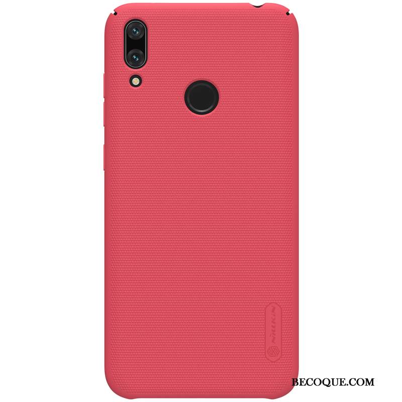 Kuori Huawei Y7 2019 Suojaus Punainen Pesty Suede, Kotelo Huawei Y7 2019 Kulta Murtumaton