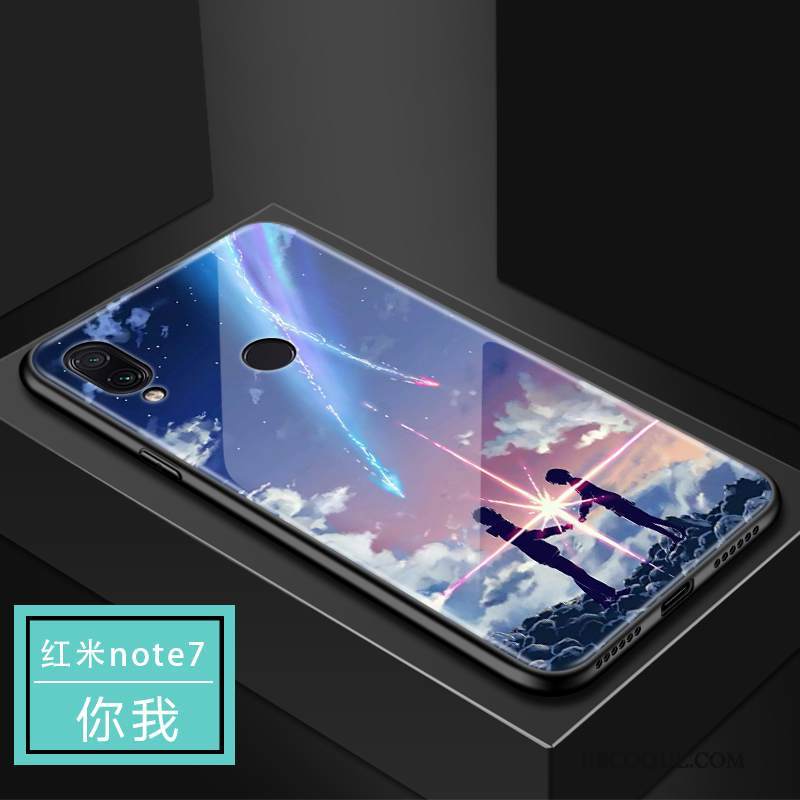 Kuori Redmi Note 7 Laukut Persoonallisuus Lasi, Kotelo Redmi Note 7 Suojaus Murtumaton Punainen