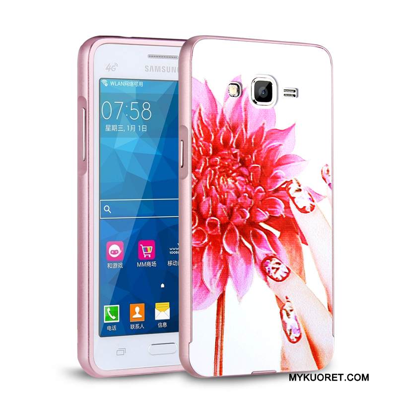 Kuori Samsung Galaxy J3 2015 Metalli Murtumaton Hopea, Kotelo Samsung Galaxy J3 2015 Suojaus Kova Puhelimen Kuoret