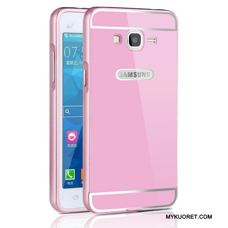 Kuori Samsung Galaxy J3 2015 Metalli Murtumaton Hopea, Kotelo Samsung Galaxy J3 2015 Suojaus Kova Puhelimen Kuoret