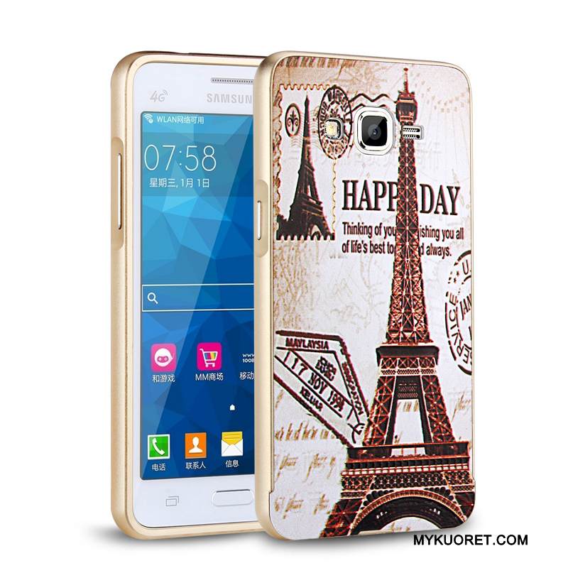 Kuori Samsung Galaxy J3 2015 Metalli Murtumaton Hopea, Kotelo Samsung Galaxy J3 2015 Suojaus Kova Puhelimen Kuoret