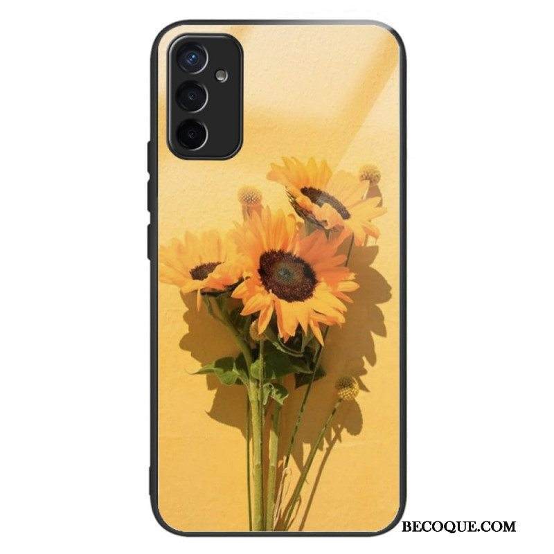 Kuori Samsung Galaxy M13 Auringonkukat Karkaistua Lasia