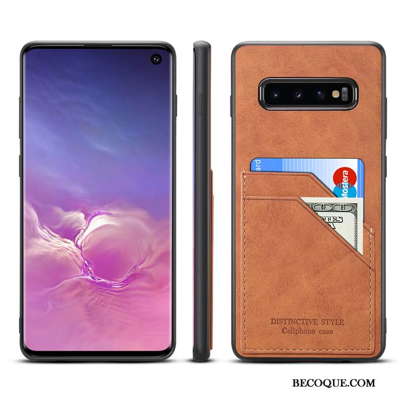 Kuori Samsung Galaxy S10 Nahka Murtumaton Puhelimen Kuoret, Kotelo Samsung Galaxy S10 Suojaus Vihreä Kortti