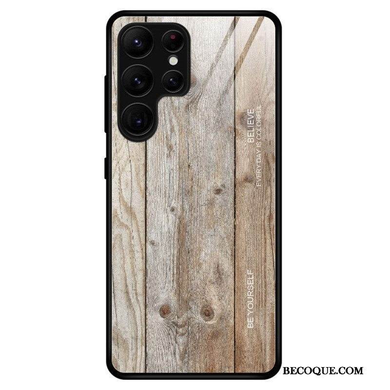 Kuori Samsung Galaxy S23 Ultra 5G Wood Design Karkaistu Lasi