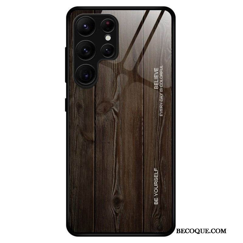 Kuori Samsung Galaxy S23 Ultra 5G Wood Design Karkaistu Lasi